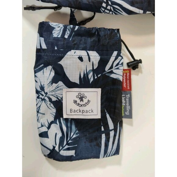 4Monster 63D Traveling Light Packable Backpack Water Resistant 16L Hawaiian Blue - Picture 3 of 8